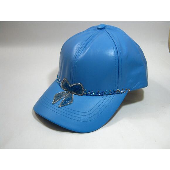 Genuine Leather  Blue Hip Hop Shiny Bling Casual Streetwear Hat Baseball Cap - Picture 4 of 10